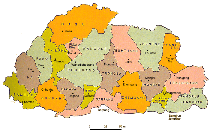 Map of Bhutan